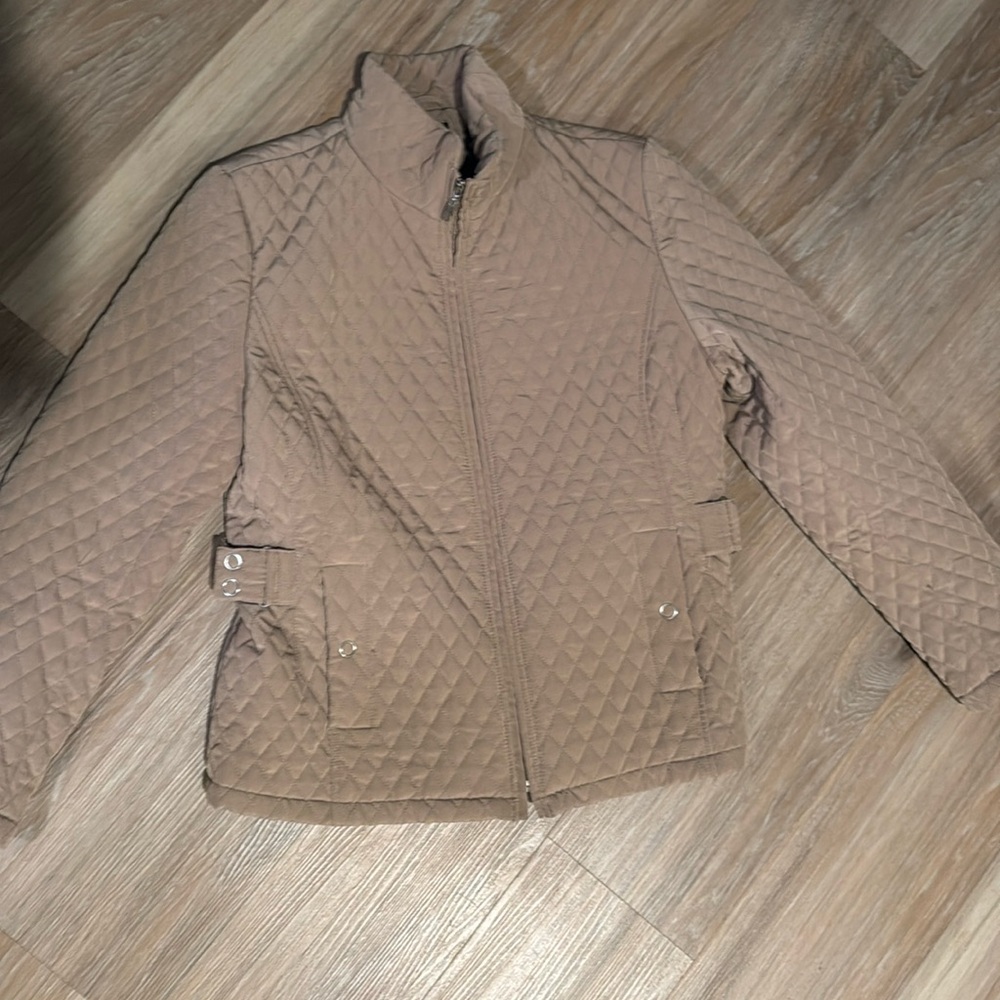 Women's GALLERY Tan Full Zip Quilted  Insulated Jacket